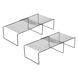 PATIKIL Cabinet Shelf Organizer Rack, 2Pcs 5 Inch Expandable Metal Cabinet Storage Shelves Space Saver Rack for Counter Kitchen Bathroom, Black