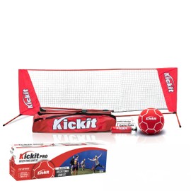 Kickit Soccer Tennis Game Set PRO, Portable 12' Wide x 3' High Net & Soft Lightweight Ball, Play Outdoors, Indoors, Backyard, Beach, Complete Skills Training & Travel Friendly