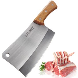 Meat Cleaver, Premium 7" Heavy Duty Hand Forged Meat Cleaver - Full Tang High Carbon Stainless Steel Butcher Knife for Chopping Bone and Meat, Ideal for Home, Kitchen, and Professional Use