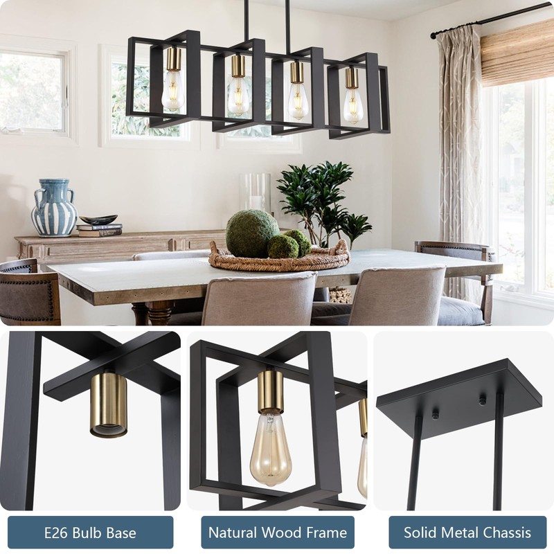 35.4" Kitchen Island Lighting Fixture, Dining Room 4 Lights Chandeliers,