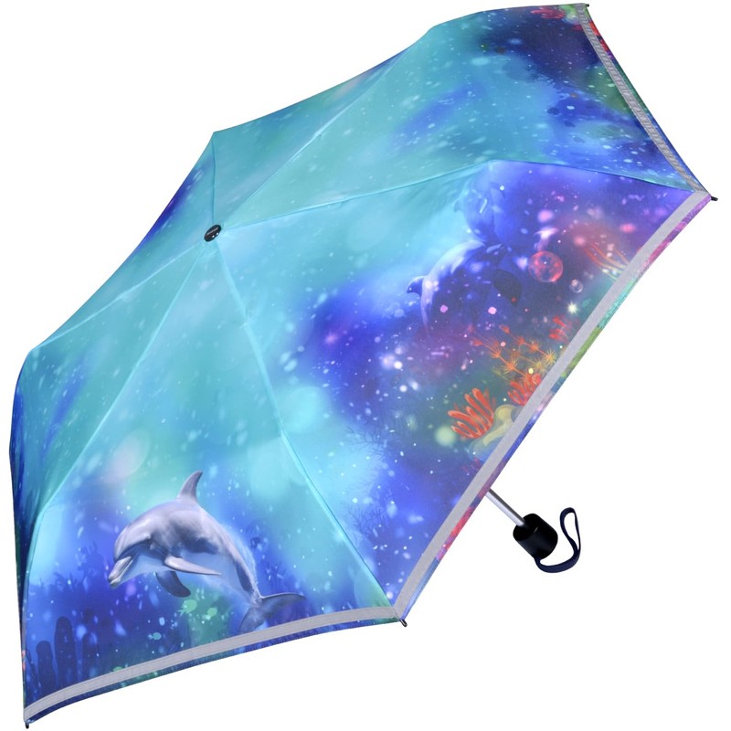 Knirps Kinder-Taschenschirm 4Kids reflective mit Reflexborte - Dolphin