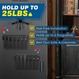 TFNUO 2Pack Magnetic Magazine Mount Holder for Glock 17 19 22 23 26 31 32 33 34 Mags,Pistol Mag Wall Display Storage Organization System,Gun Safe Wall Garage