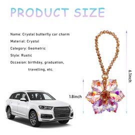 povtii Crystal Flower Car Hanging Ornament, Sun Catcher Lucky Rearview Hanging Decoration Gift for Women, Car Accessories (Pink)
