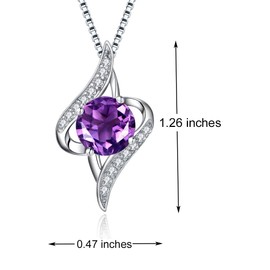 EURYNOME S925 Sterling Silver Round Purple Birthstone Twisted Pendant Necklace Jewellery Birthday Gifts for Her