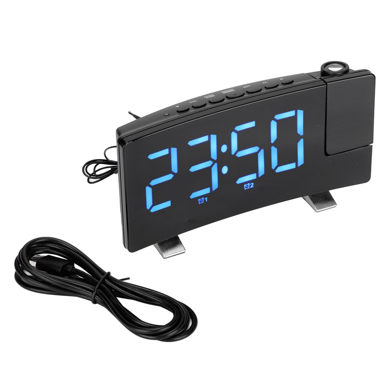 Digital Alarm Clock 180° Projection On Ceiling Wall USB Powered