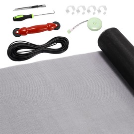 FLYZZZ Windows Screen Door Repair Kit Fiberglass Mesh 48''x118''(0.161"Spline) Black Window Screen Repair Kit Replacement Mesh Tool for Patio Screen Sliding Door Screen