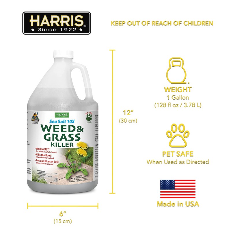 Harris 10X Sea Salt Grass Killer, Pet Safe, Kills to