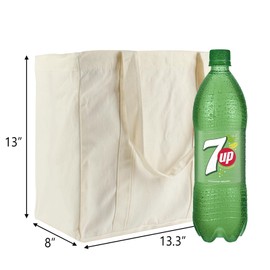 Belinlen 3 Pcs Grocery Bags Canvas 13.3”x13”x8” Reusable Shopping Bags with Real Pockets, Long and Sturdy Shoulder Strap Perfect for Groceries Heavy Duty, Foldable, Washable Grocery Tote Bag (Beige)