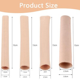 Youery Toe Cap Protection, 4 Pieces Fabric Protection for Closed Toe Surface with Soft Gel Lining, Toe Protection Separator, Tube Bandage Pressure Protection, for Padding Toe Cover, Corns, Callus