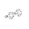 Edforce Stainless Steel Women Round Greek Pattern Stud Earrings (Silver)