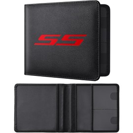 Leather Car Registration and Insurance Cards Holder Compatible with Chevy Camaro SS, Vehicle Glove Box Car Organizer with Magnetic Shut, Documents License for Camaro SS Owners