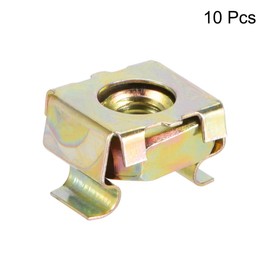 sourcing map M5 Cage Nuts for Server Rack Cabinet, Carbon Steel Yellow Zinc Plated, Pack of 10