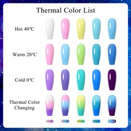 MEET ACROSS Color Changing Gel Nail Polish Set 8 Colors, Winter Temperature Mood Changed Glitter Blue Pink Gold Aurora Soak Off Nail Art Design Kit Manicure Home DIY Gifts for Women Girls