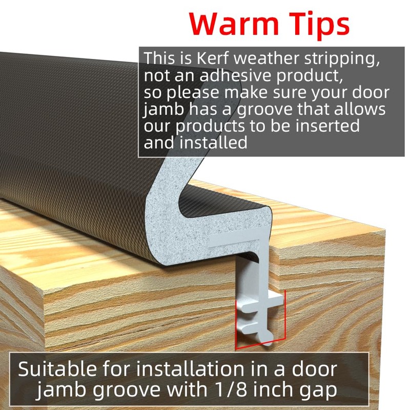 21Ft/6.5M Brown Q-Lon Kerf Weather Seal Stripping for Doors,PU Foam
