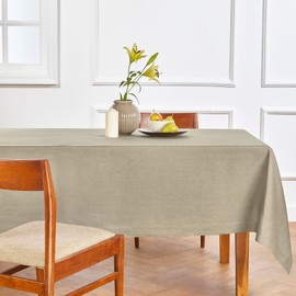 Solino Home Linen Tablecloth 60 x 90 Inch - 100% Pure Linen Vintage Khaki Table Cloth for Rectangle Tables - Fete, Machine Washable Fabric Tablecloth for Summer