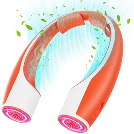 Rohent Neck Fan Portable for Outdoor: Powerful High Speed Personal Neck Fan 360° Cooling - 4000mAh Battery Operated Rechargeable Neck Fan for Travel Camping - Orange