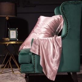 Silky Satin Pillowshams Set for Hair - Pillowcase with Envelope Closure -Cool and Easy to Wash -Set of 2 - Only Pillow Cover No Insert (Pink, Standard)