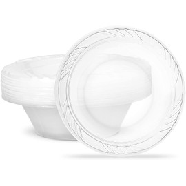 Plasticpro 12 ounce Premium Crystal Clear Disposable Plastic Party Soup Bowls Pack of 40