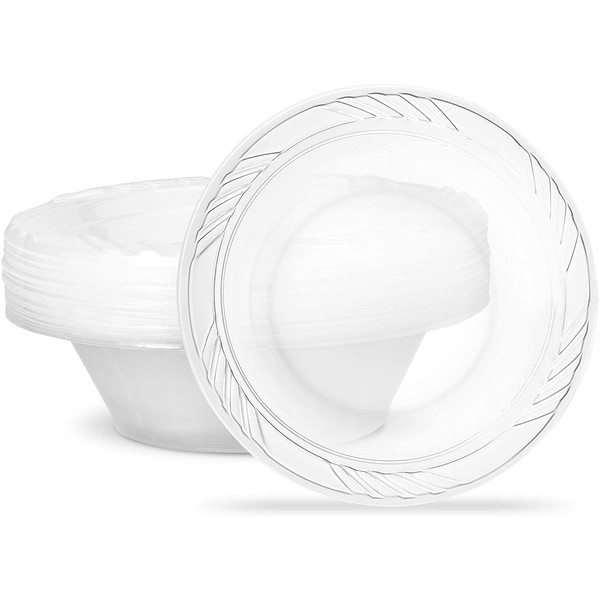 Plasticpro 12 ounce Premium Crystal Clear Disposable Plastic Party Soup Bowls Pack of 40