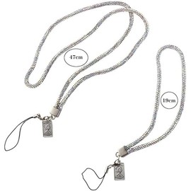Dwuww Silver Short Crystal Phone Lanyard Full Diamond Pendant Wrist Strap Bling Wristlet Keychain Strap for Women Wallet Wallet Bag Credit Card Holder,Cell Phone Lanyards and Wrist Straps