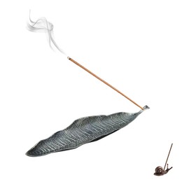 TUMETINSS Incense Stand, Incense Holder, Buddhist Altar Plate, Multi-functional, Tea Ceremony, Study Room, Coffee House (Leaf Type), Bronze Green(Small) (Snail Included)