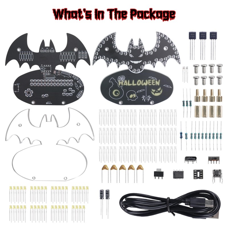 ICrduioo Soldering Kit, Bat LED Light Soldering Exercise Kit, DIY