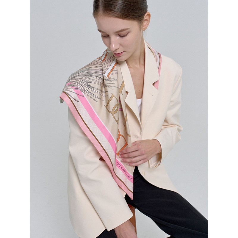 Dal D Unit Silk Scarf Square 65 Brown
