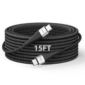 Cable USB C a USB C Extra Largo de 15 Pies 100W, Cable Cargador USB C de Carga Rápida Trenzado, Cable Tipo C para iPhone 17 16 15/15Plus/15Pro/Max, Ma