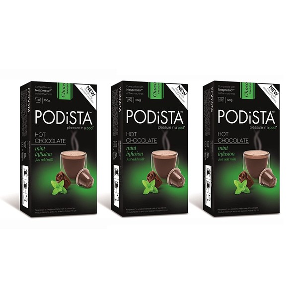 Hot Chocolate Nespresso Compatible Capsules Hot Cocoa Pods - Mint Infusion -3 Boxes - 30 Pod Package
