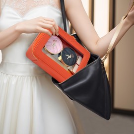 NGIL Clear Faux Leather Travel Toiletry Bag, Makeup Bag Organizer for Women, Clear Window & Gold Zipper Makeup Bag, Road Trip Essential, Skincare, Cruise Ship Essentials (Orange)