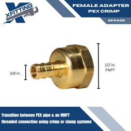 XFITTING 3/8 inch Pex x 1/2 inch Female Adapter, Female NPT Adapter 23-4-8=2X, 2 Pieces