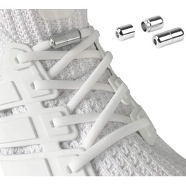 Laceton Elastic Shoelaces Set, Quick Lacing System with High-Quality Metal Lock Closure, Stylish Comfort and Strong Grip, No More Tying Shoes - White -