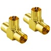 POPPSTAR 2 x Satellite TV Coax Adapter Splitter T-piece (3x