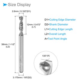 CoCud PCB Drill Bit 2.6 mm Diameter 1/8 Inch Shank Solid Tungsten Carbide Precision Drilling (Use: for Pressure Circuit Board CNC Engraving) Pack of 8