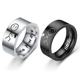Promise Ring for Couples 2 Pcs Matching Couple Rings I Love You Wedding Bands Engagement Rings Black and Silver Matching Rings for Men Women