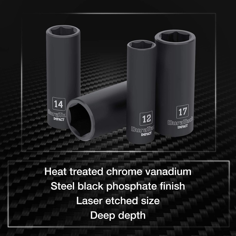 DURATECH 10 Piece 3/8 Inch Drive Impact Socket Set, Including
