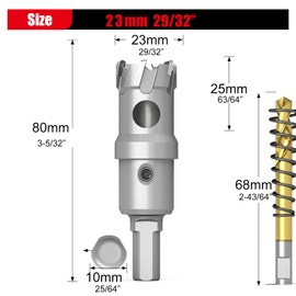 2022 Upgrade Heavy Duty Carbide Hole Saw,Metal Steel Hole Saw Drill Bit,TCT Hole Cutter-Alloy Hardness Upgrade, Life Upgrade,Use for Stainless Steel, mild Steel, Iron, Copper,etc (23mm|29/32")