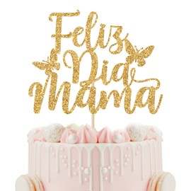 Decoración para tartas de Feliz Dia Mama, decoraciones de mamá de Feliz Cumpleanos, mejor mamá de siempre, feliz cumpleaños, mamá, decoración de fiesta del día de la madre, purpurina dorada