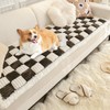 Triflice Fluffy Plaid Couch Cover for Pets Large Cream-Coloured Fuzzy