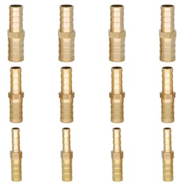 12 Pcs 6mm 8mm 10mm Brass Barb Hose Fittings, 2 Way Straight Hose Barb Fittings, Straight Connector Coupler, Brass Barb Connectors for Transporting Air Gas Water Pipe Fuel Line Oil Fuel