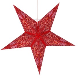 GURU SHOP Foldable Advent Light Paper Star, Christmas Star 60 cm - Sundar Red, Paper Stars 60 cm