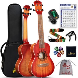 Winzz Concert Ukulele Adults Beginner, 23 Inch Mahogany Ukelele Students Kit with Chord Chart and Capo, Unique Design Gifts