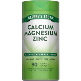 Calcium Magnesium Zinc Supplement  90 Caplets  Non-GMO, Gluten Free  by Natures Truth                                                                 