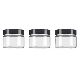 3Pcs 250G Empty Clear Plastic Jars with Black Lids Wide Mouth Round Airtight Storage Containers Vials Bottles for Cosmetic Cream Samples Food Jewelry Craft