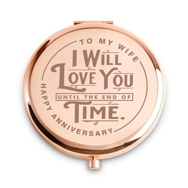 Happy Anniversary Compact Mirror for Wife, Personalized Wedding Anniversary Prestents for Her, Best Romantic Anniversary Marriage Gifts for Couple, Mothers Day Birthday Gifts