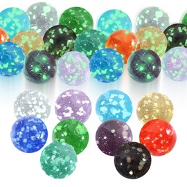 Smavles Marbles for Children, Pack of 10 Marbles Glow in the Dark for Marble Track Game, Colourful Glass Marbles 25 mm Marbles for Marble Run DIY and Home Decoration Boys and Girls