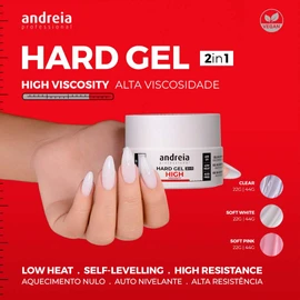 Andreia Professional Hard Nail Gel Two-Phase 2-in-1 LED and UV Gel Building - High Viscous Gel for Hard, Strong Nail Tips and Extensions - Builder Gel for Nails - Colour Soft White 22 g