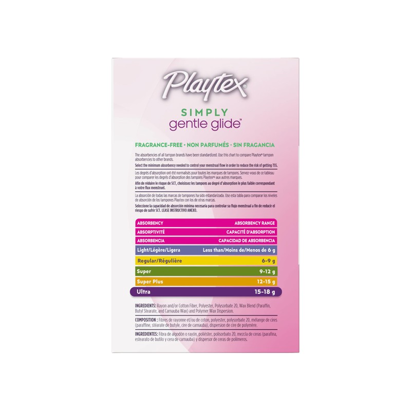 Playtex Simply Gentle Glide Tampons, Ultra Absorbency, Fragrance-Free - 36ct
