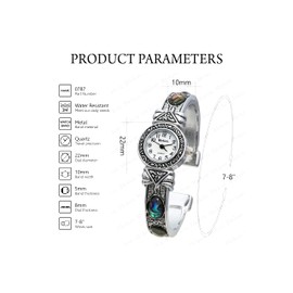 Blekon Stone Studded Watch for Women, 22mm Case Japanese Quartz Movement and Large Cuff Bangle, Best Fits Wrists Measuring 7-8 inches (Turq)