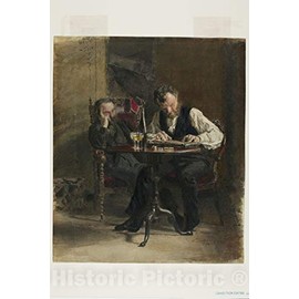 Historic Pictoric Print : The Zither Player, Thomas Eakins, c.1950, Vintage Wall Decor : 29in x 44in